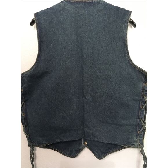 Milwaukee Jean Women's Side Lace 4 Snap Front Denim Vest‎ Size XL - Picture 5 of 8